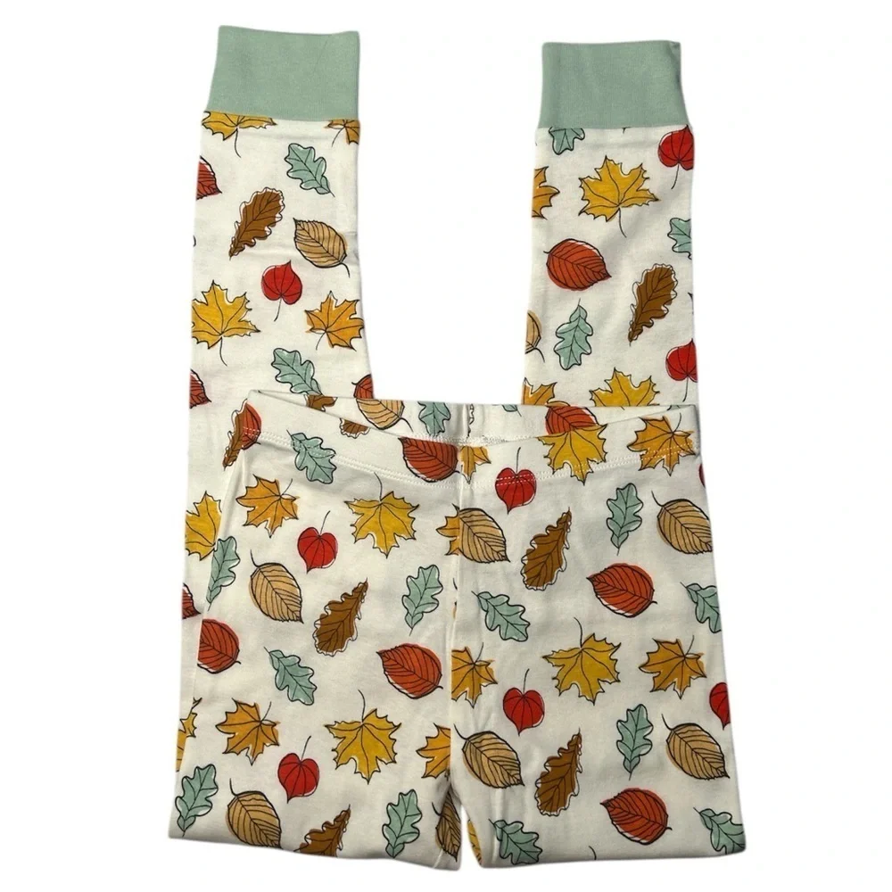 Kids Fall Leaf Print Long Sleeve Two Piece Pajamas